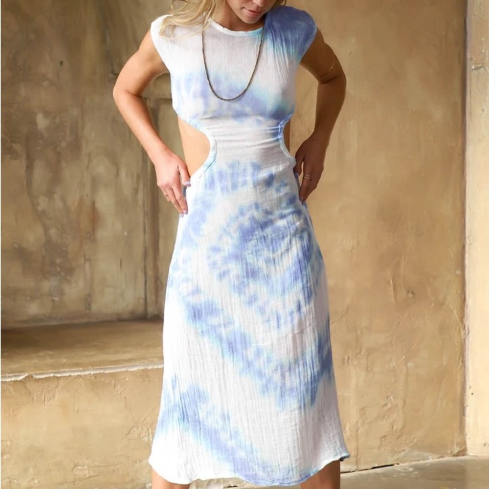Jens Pirate Booty Blue and White Tie Dye Beach Court Dress